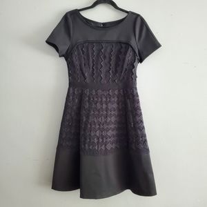 Tracy Reese Black Mesh Embellished Cocktail Dress